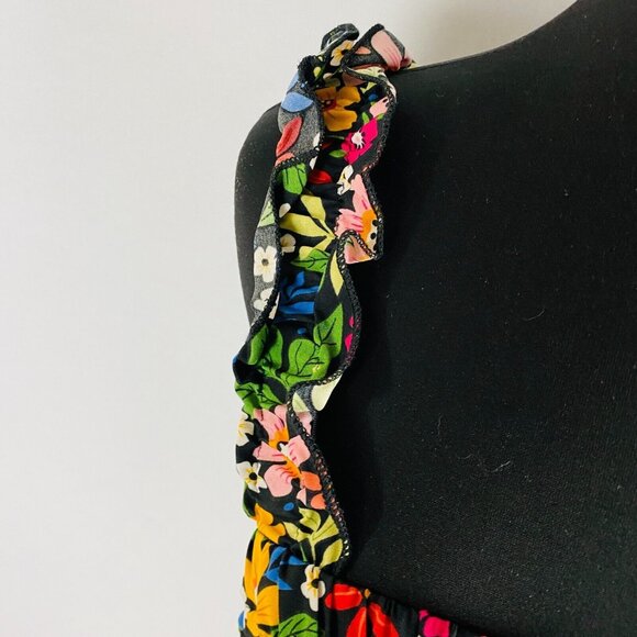 Shein Curve Colorful Variety Of Flowers Print Ruffle Strap Sleeves Tank Top 0XL - Picture 4 of 8